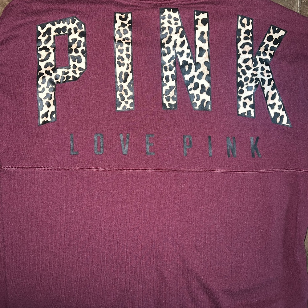 HTF PINK leopard crew